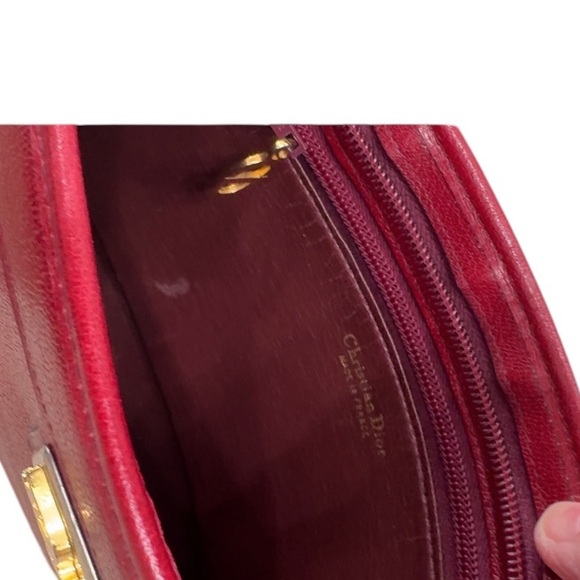 Christian Dior Vintage Shoulder Bag Red Leather purse as is - Picture 11 of 13